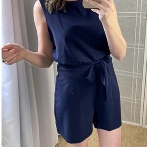 Elegant Navy Sleeveless Romper